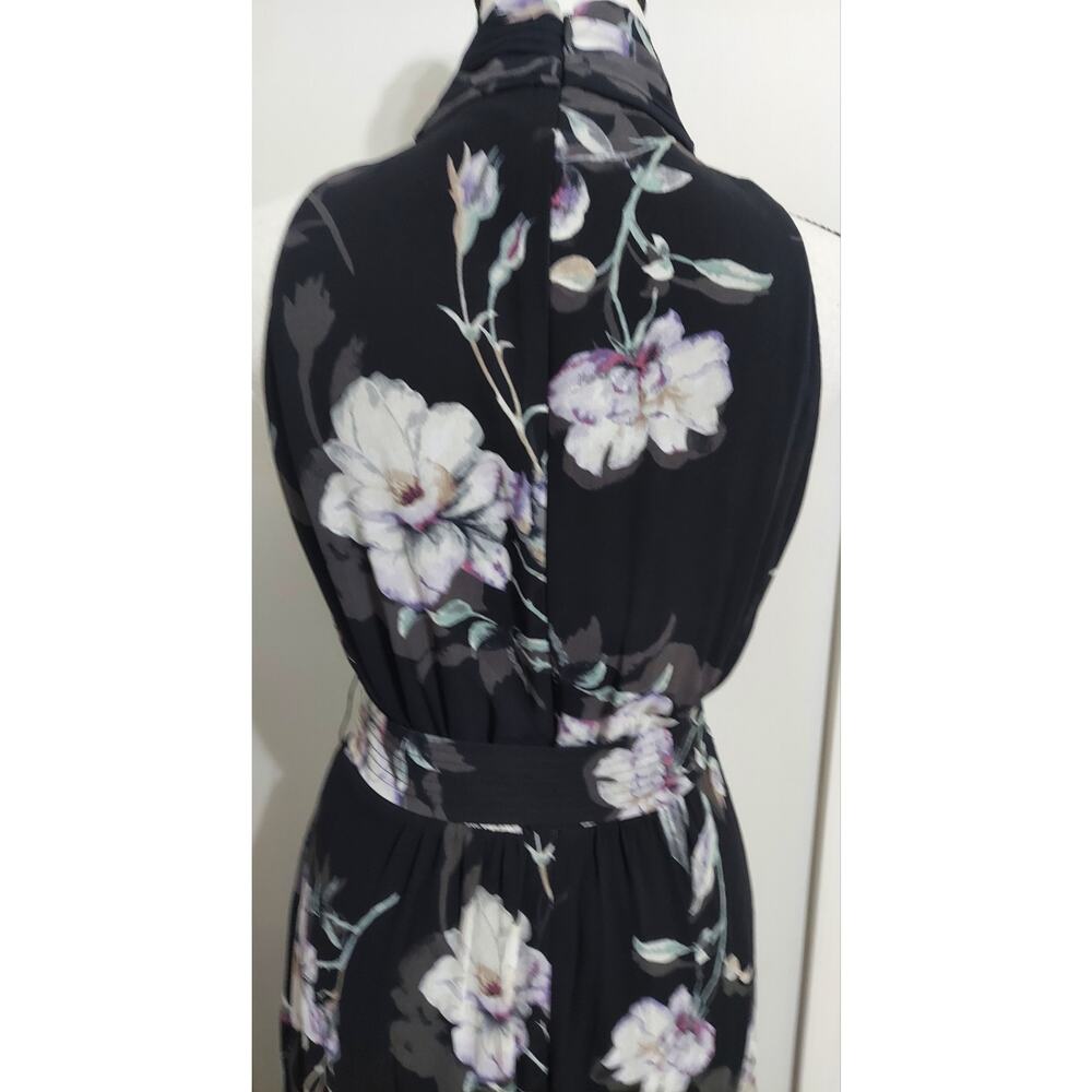 WHBM SZ 2 Belted Jumpsuit Floral Keyhole V-Neck Palazzo Wide Leg Sleeveless - Picture 7 of 15